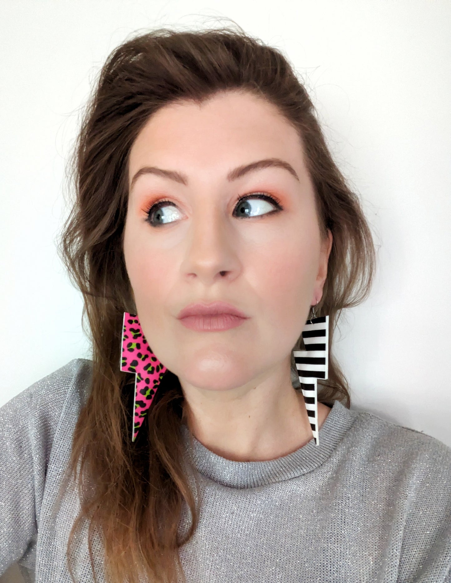 Large Neon Clash Lightning Bolt Earrings - By All The Discos