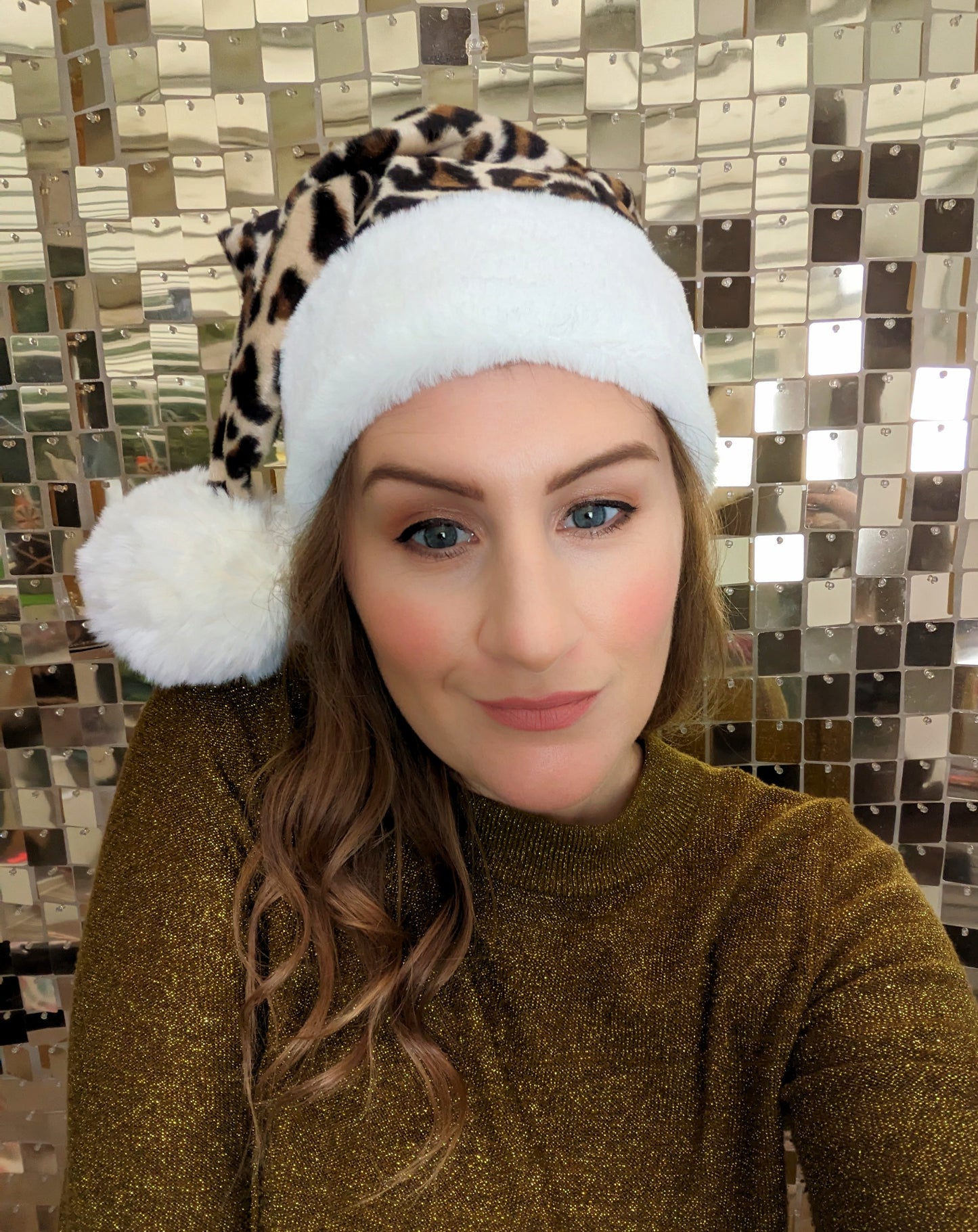 Leopard Print Santa Hat