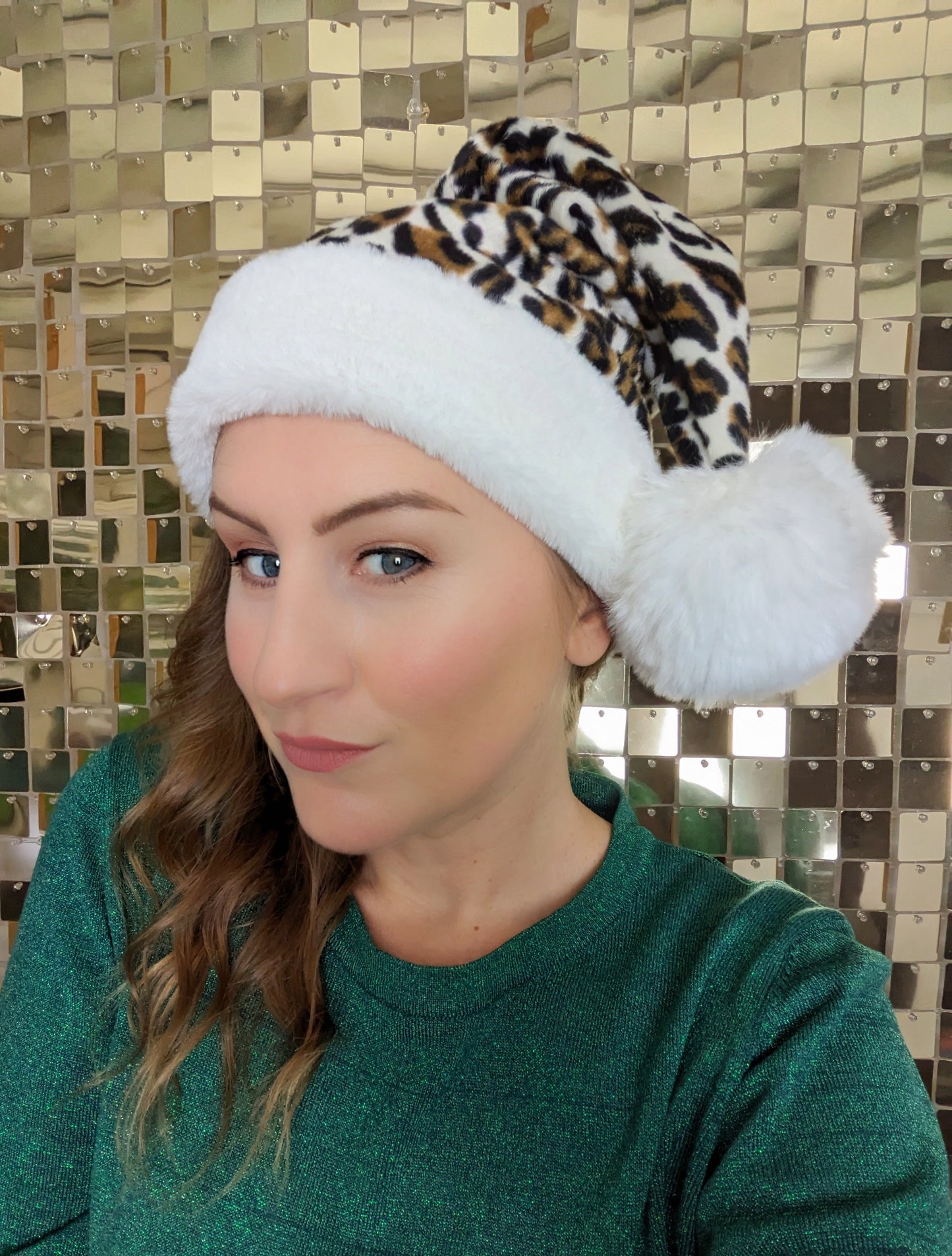 Leopard Print Santa Hat