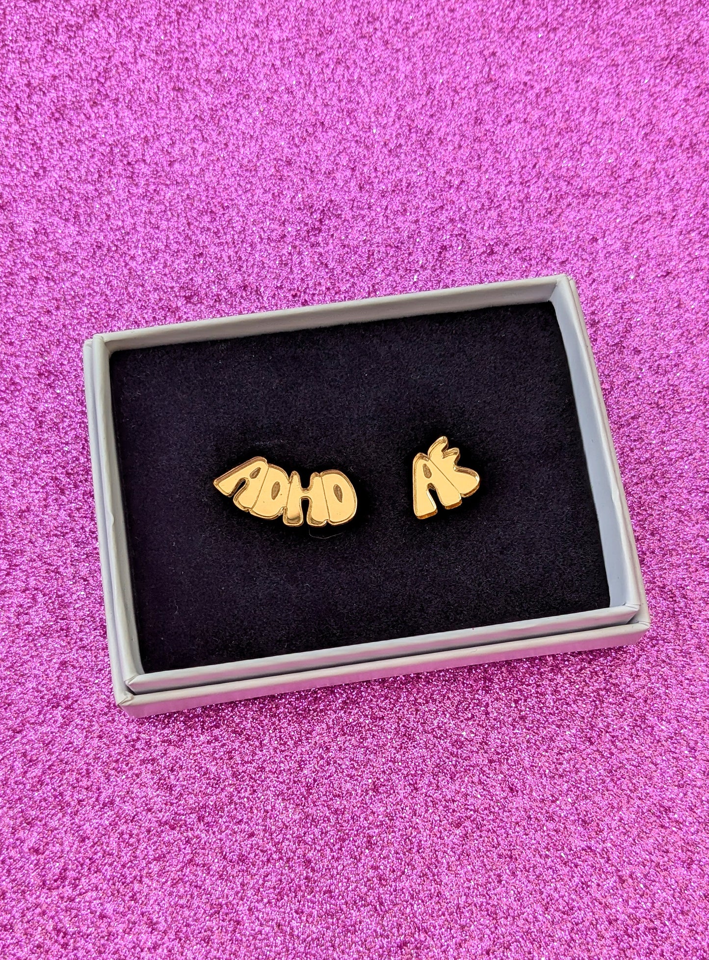 Small Gold ADHDAF Stud Earrings