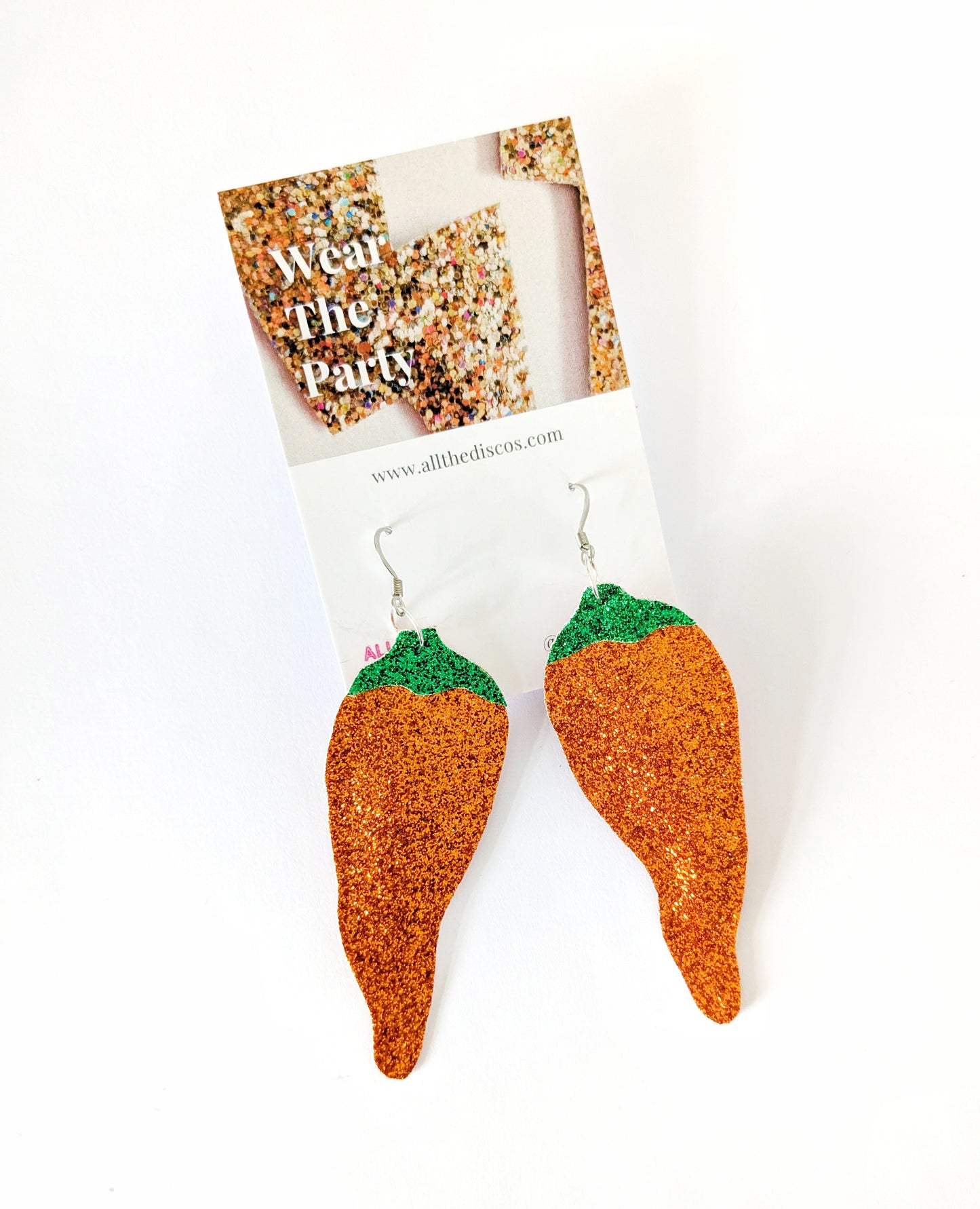 Neurospicy Chilli Pepper Earrings - Bright Orange