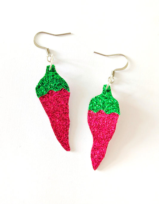 Neurospicy Mini Chilli Pepper Earrings - Hot Pink