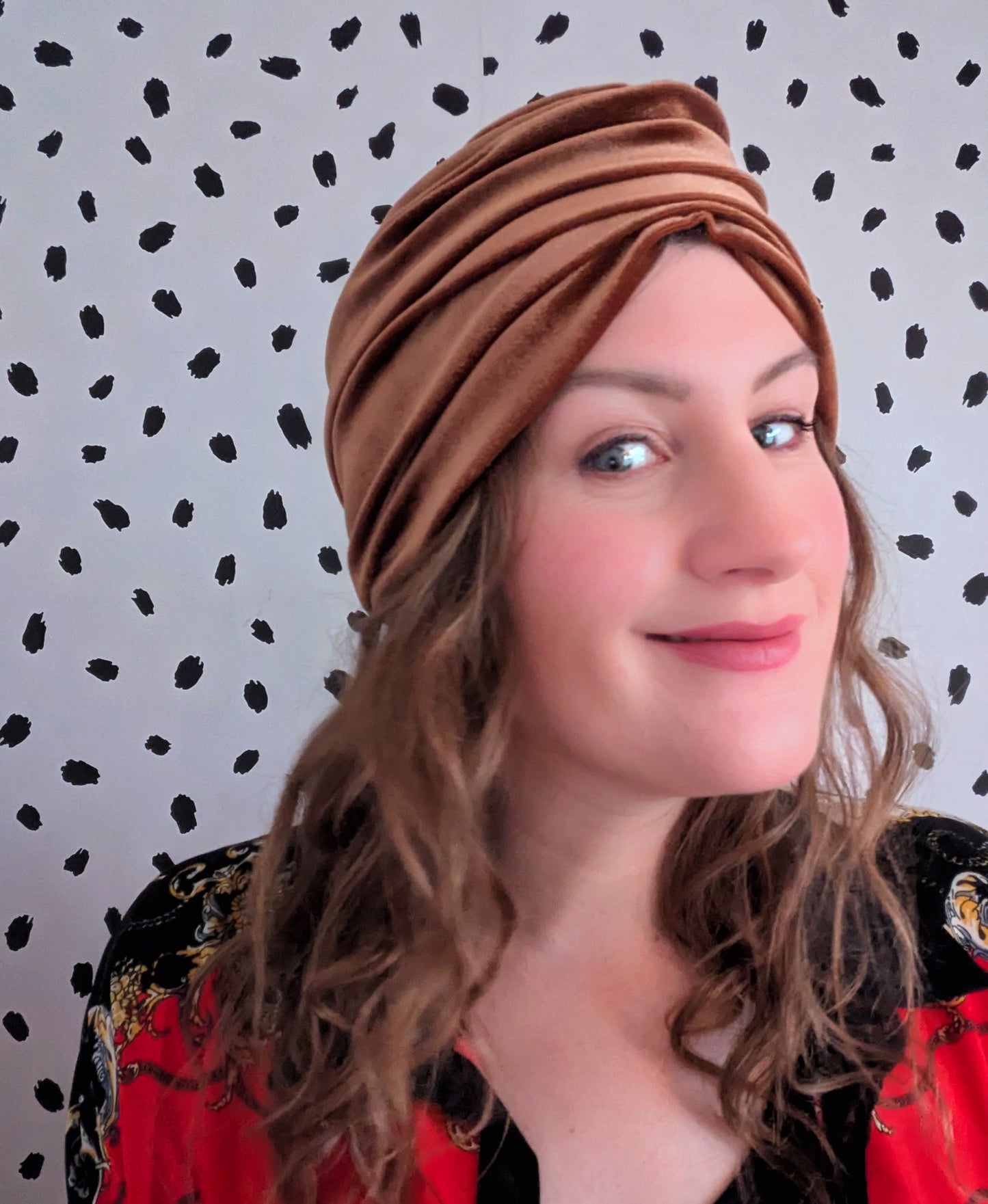 Burnt Gold Velour Velvet Gathered Party Turban