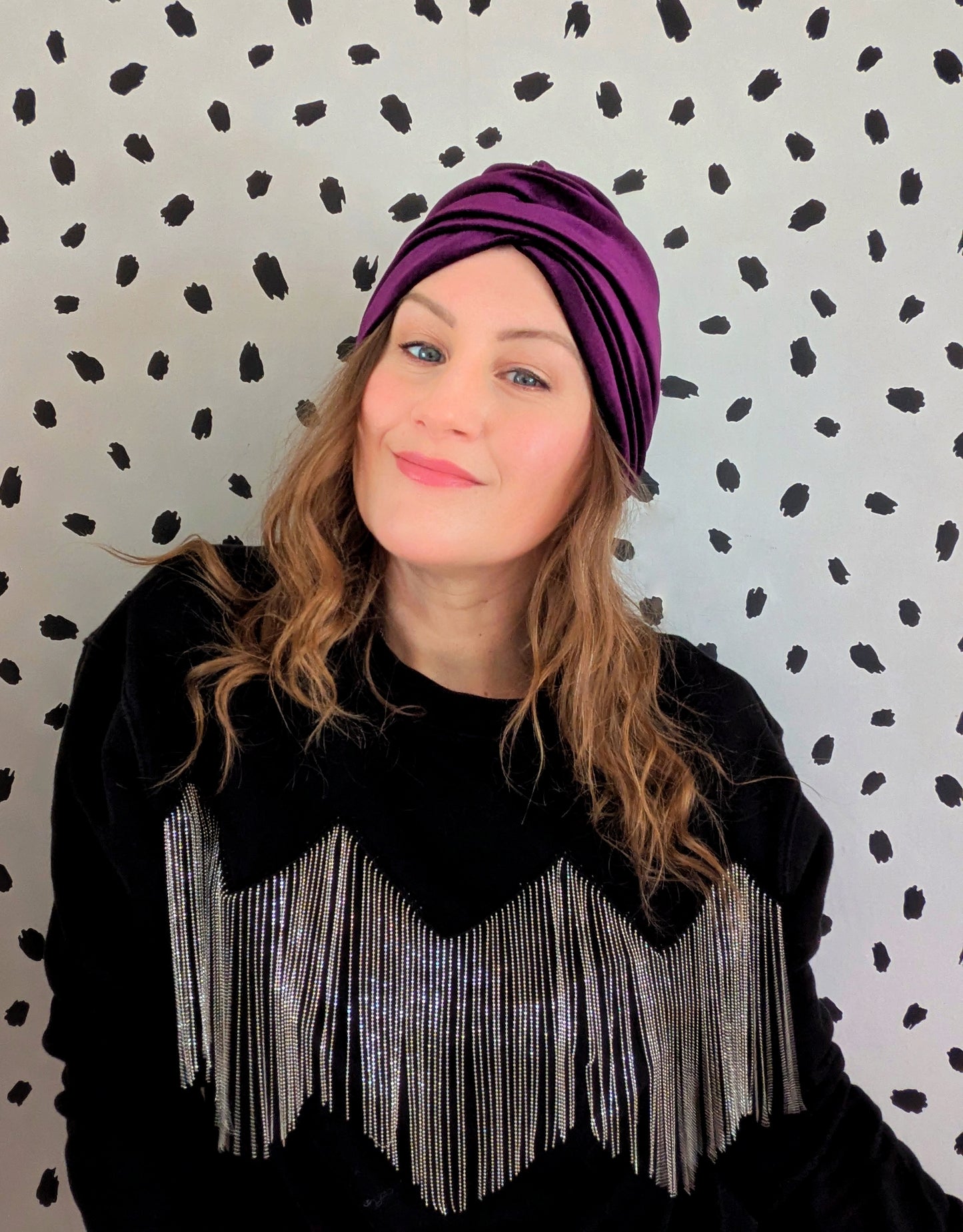 Rich Purple Velvet Gathered Party Turban