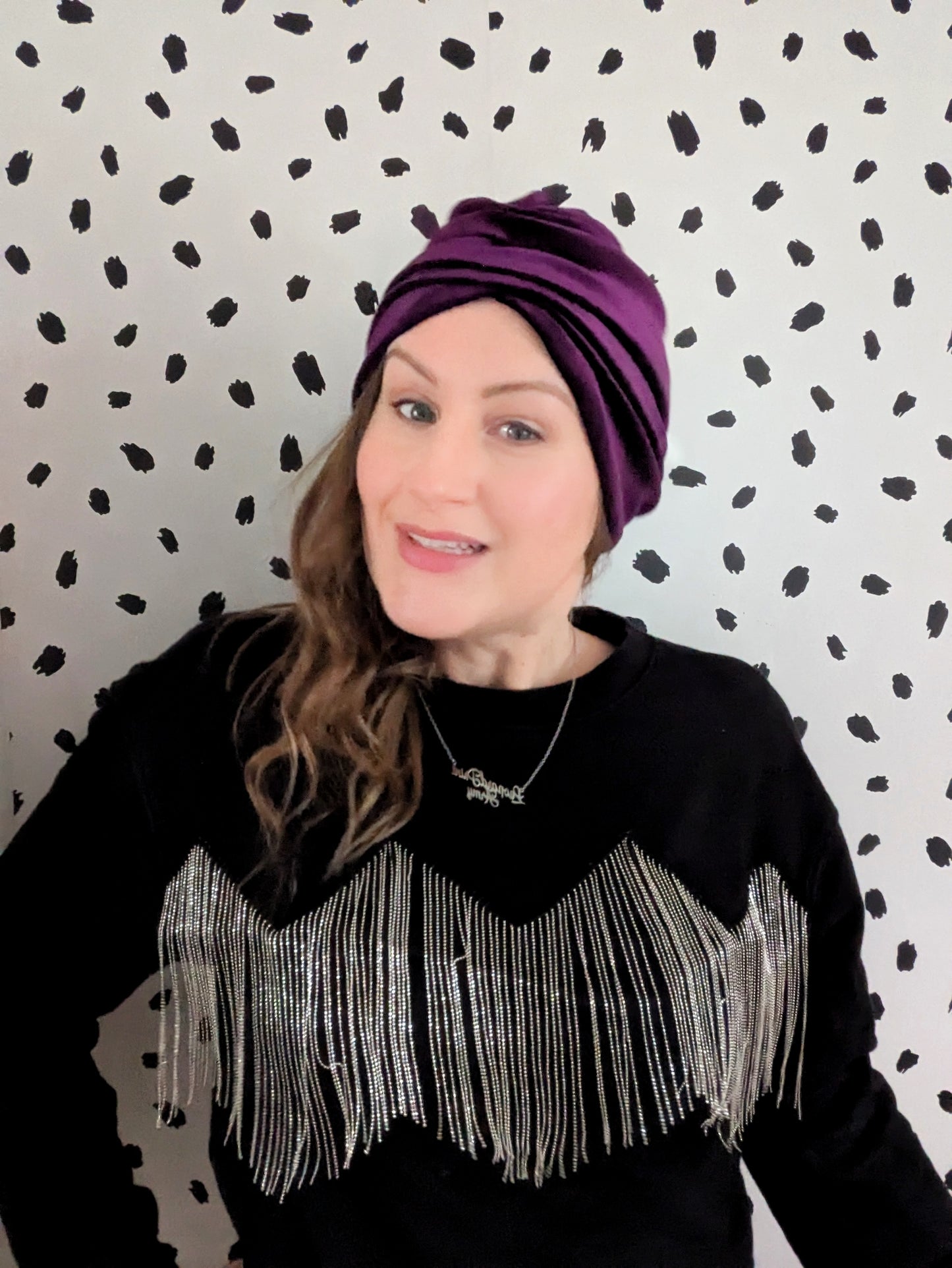 Rich Purple Velvet Gathered Party Turban