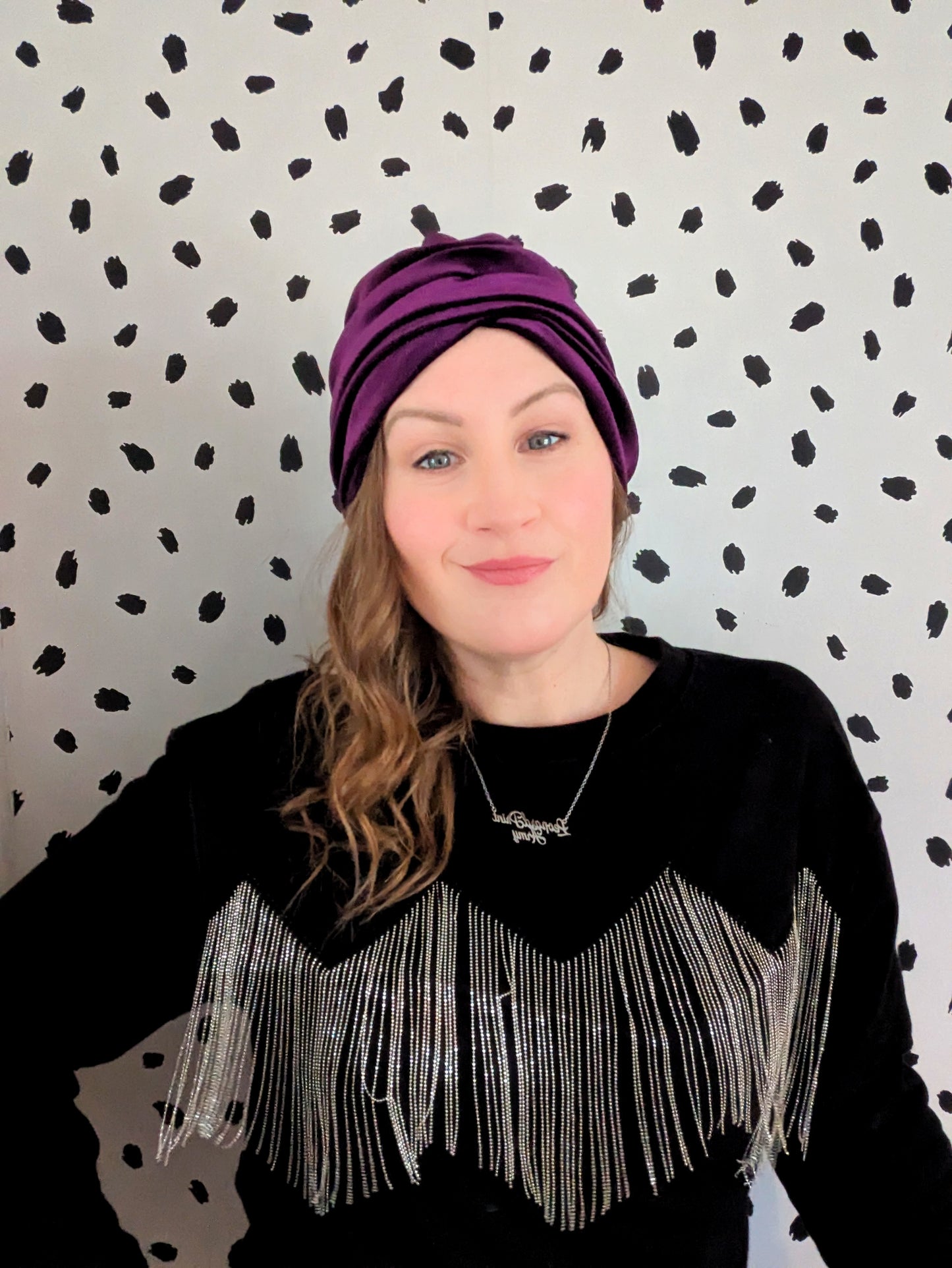 Rich Purple Velvet Gathered Party Turban