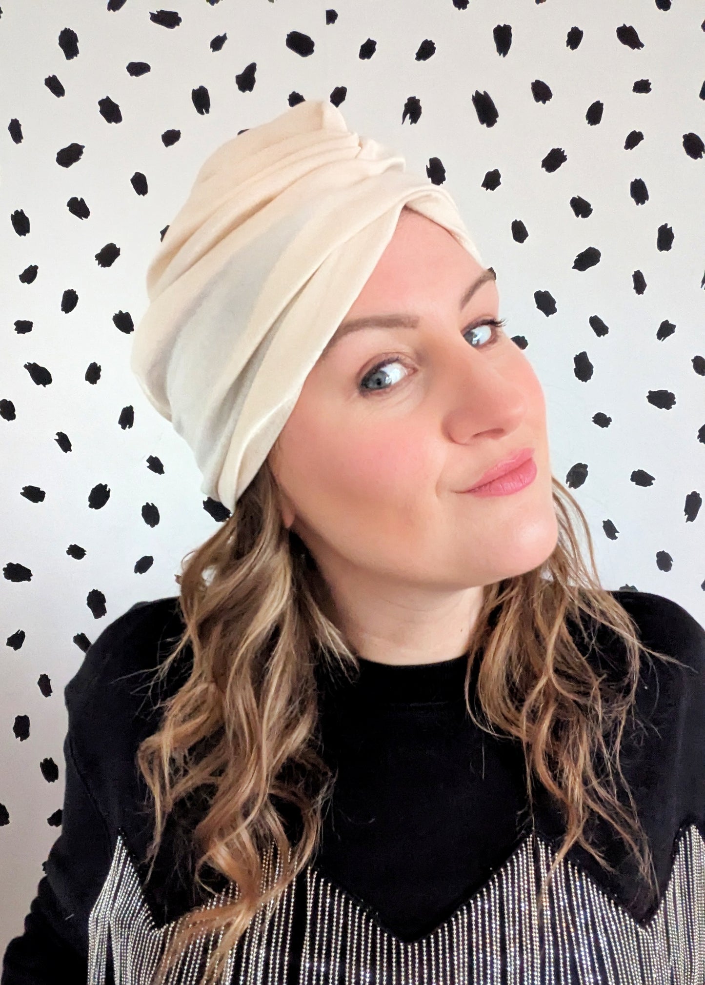 Ivory Velvet Velour Gathered Party Turban