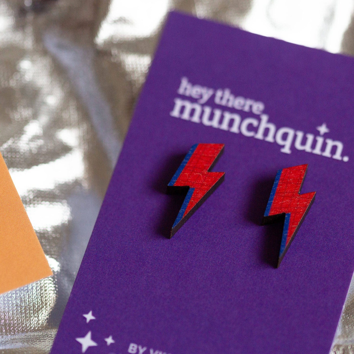 Bowie bolt studs - wooden stud earrings