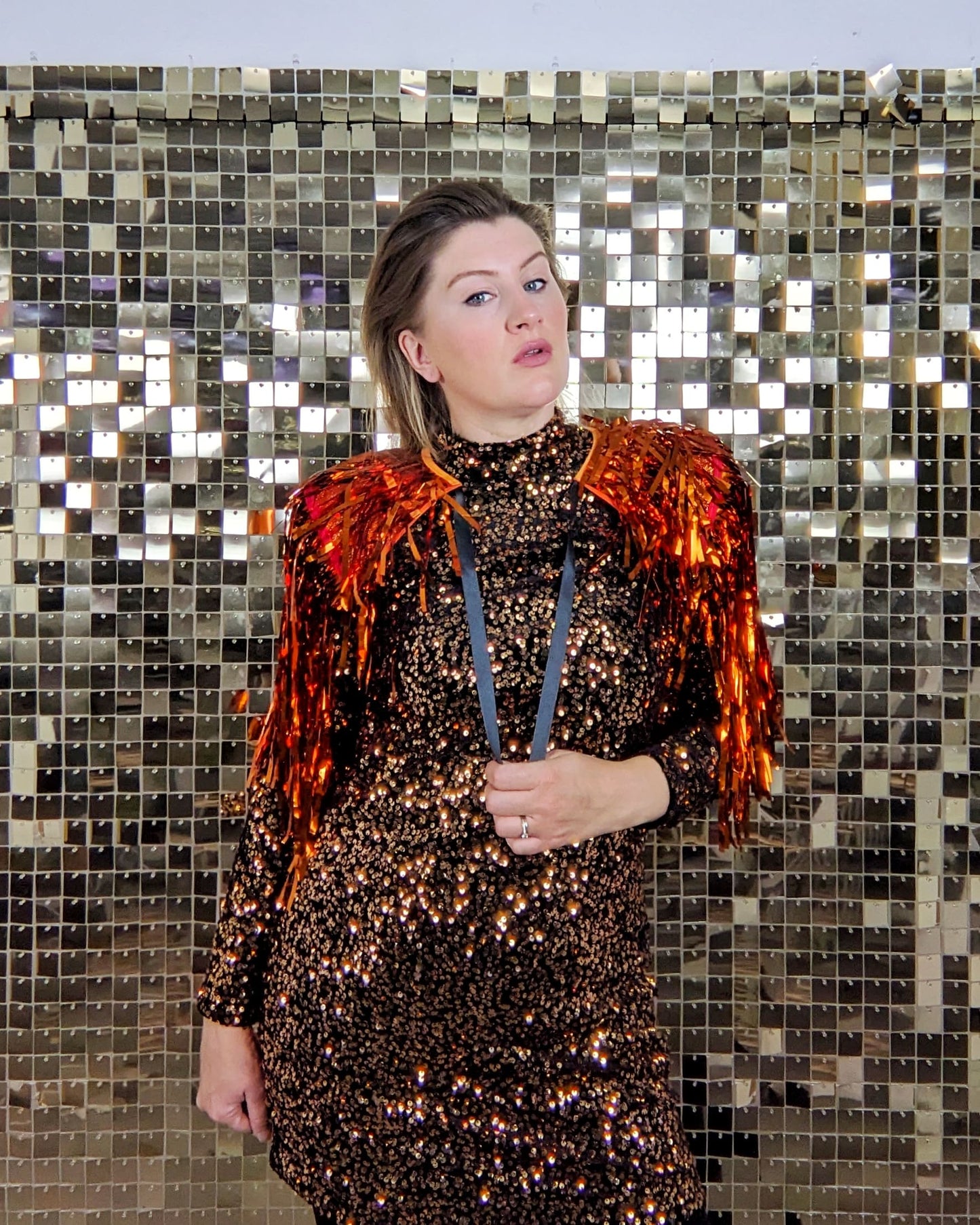 Disco Party Cape - Orange Tinsel