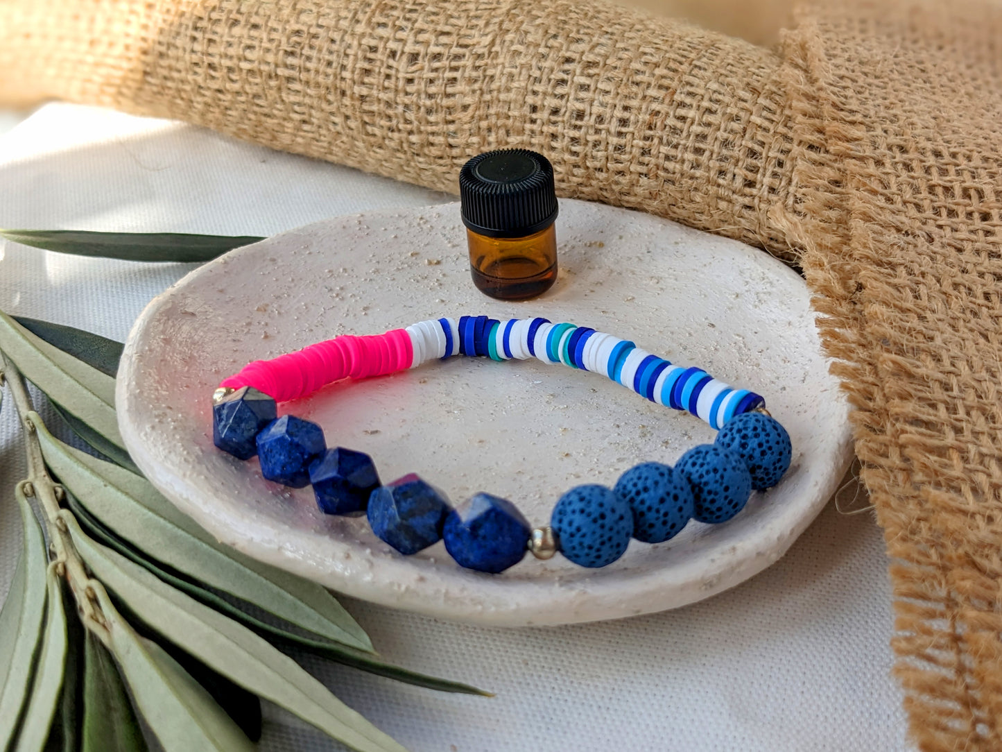 Aromatherapy Essential Oil Diffuser Bracelet – Lapis Lazuli & Lava bead gemstone beaded bracelet