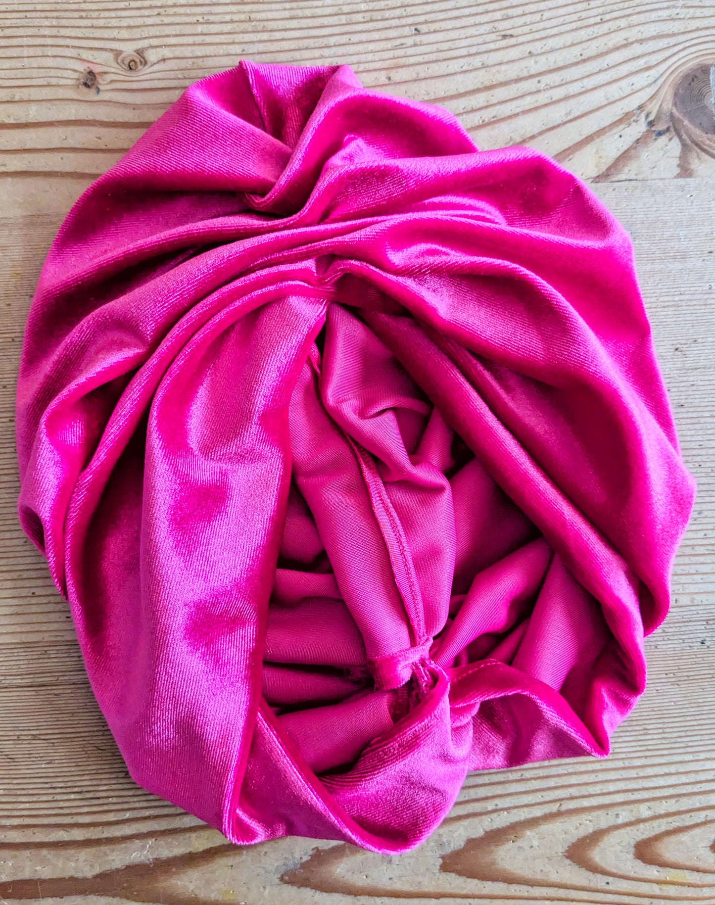 Hot Pink Velour Velvet Gathered Party Turban