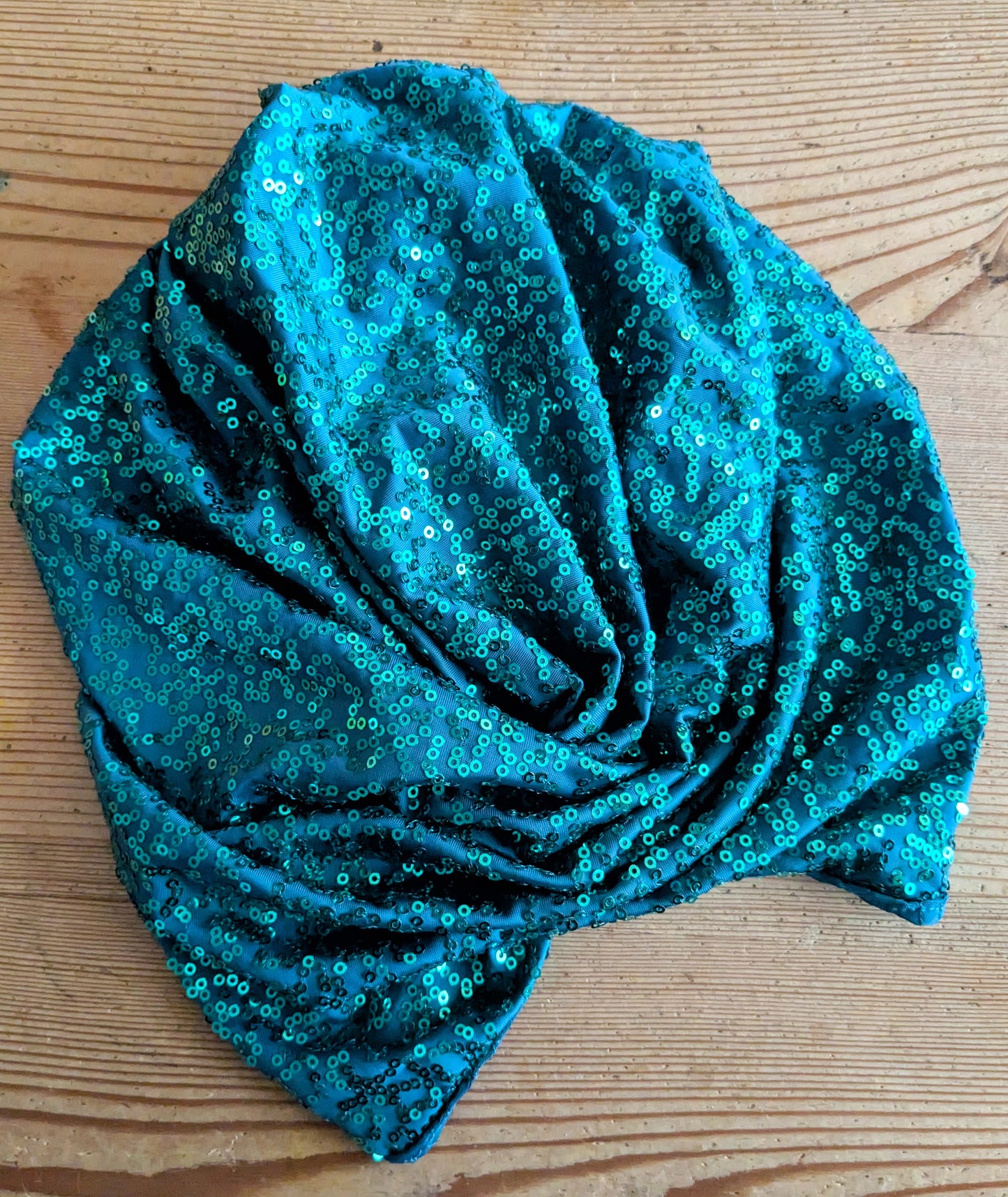 Teal Sequin Gathered Party Turban