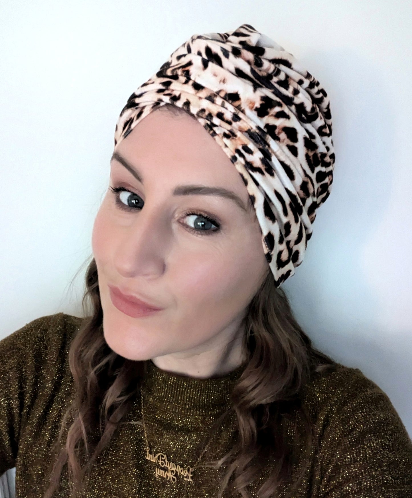 Leopard Print Gathered Party Turban