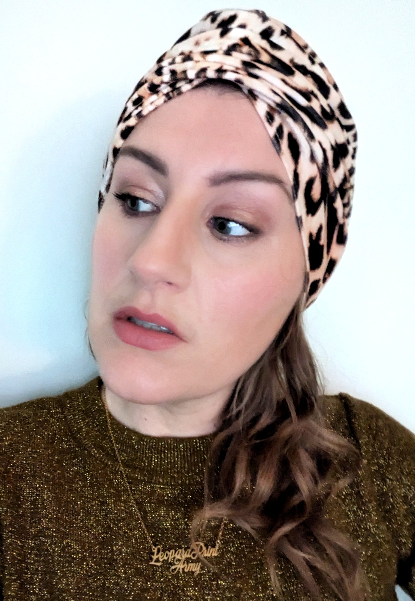 Leopard Print Gathered Party Turban