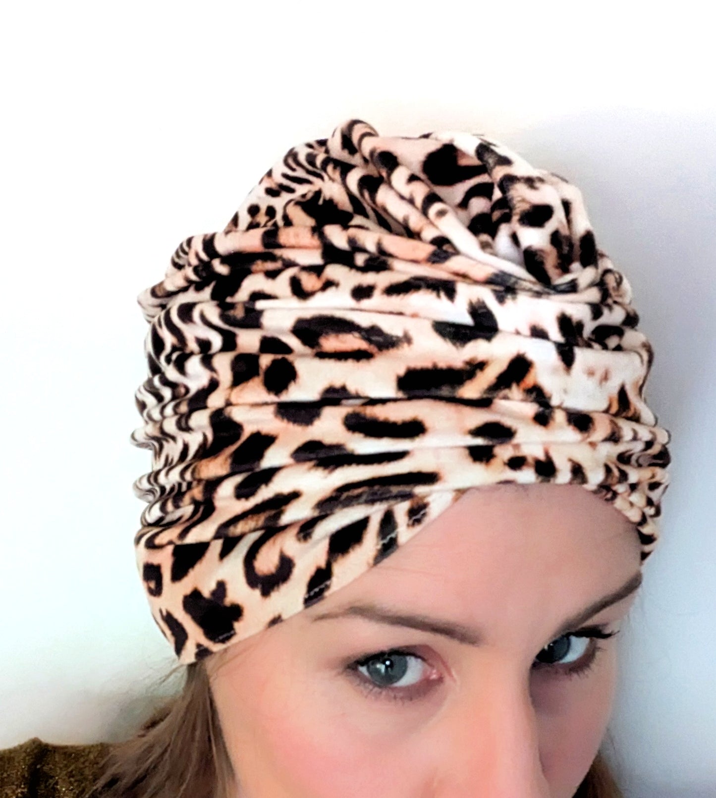 Leopard Print Gathered Party Turban