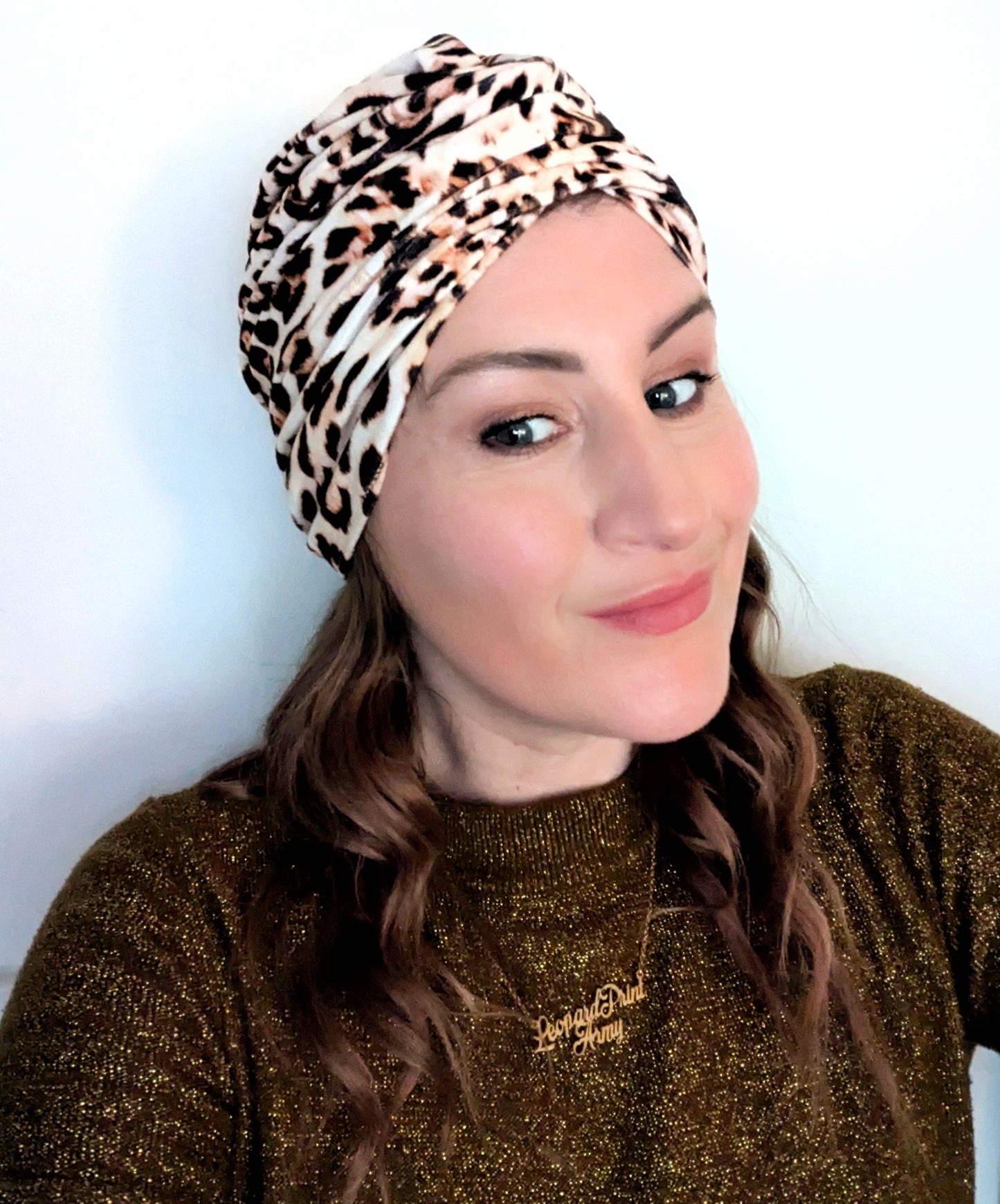 Leopard Print Gathered Party Turban