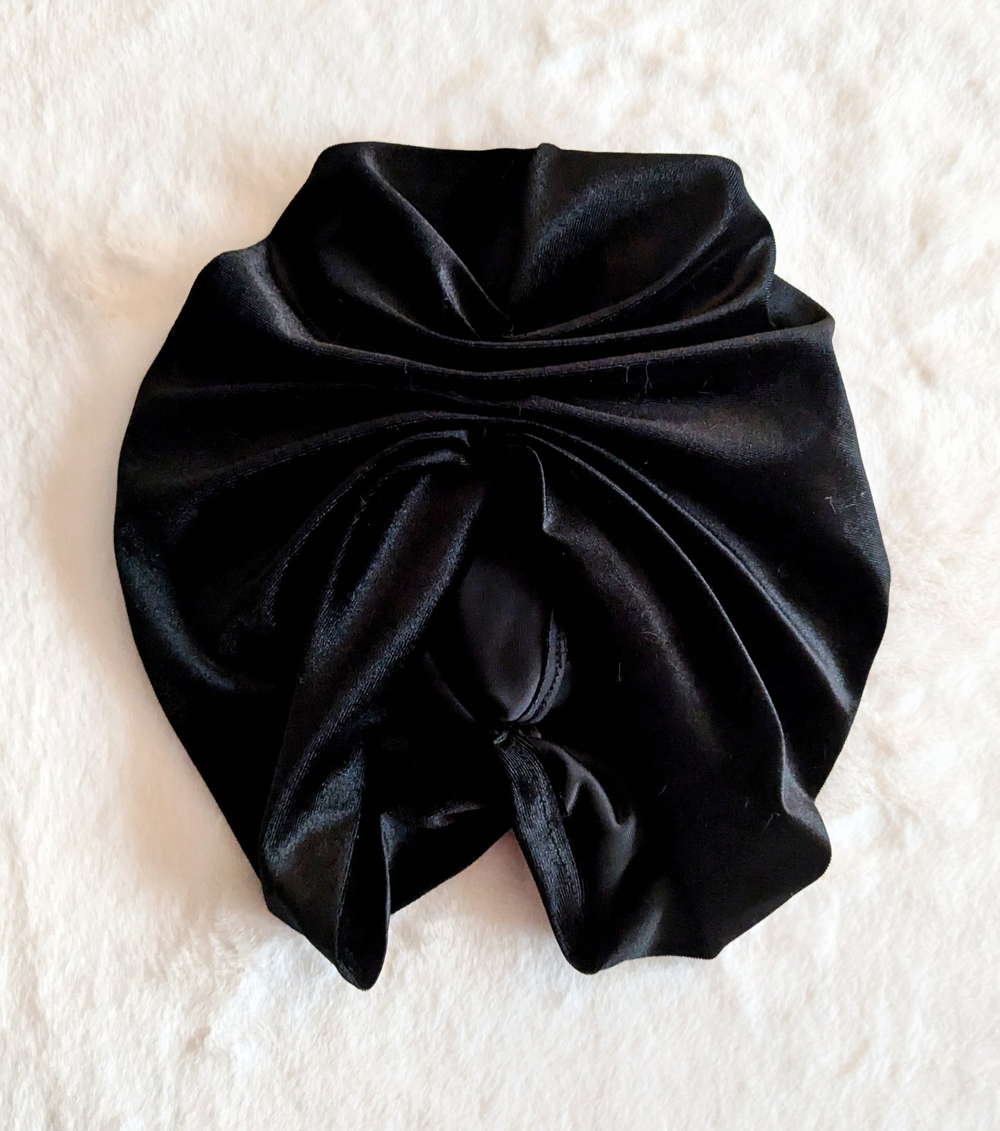 Black Velour Velvet Gathered Party Turban