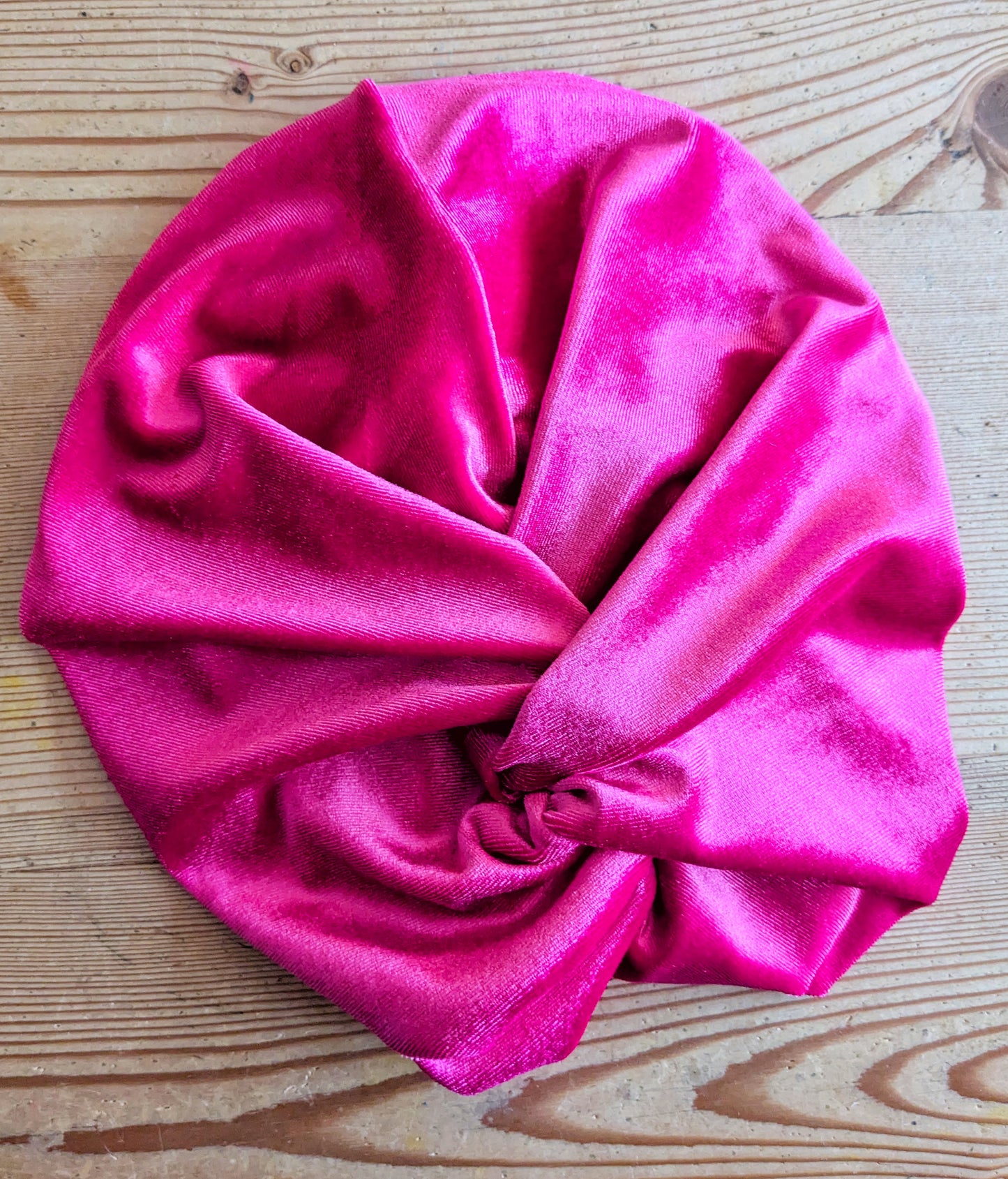 Hot Pink Velour Velvet Gathered Party Turban