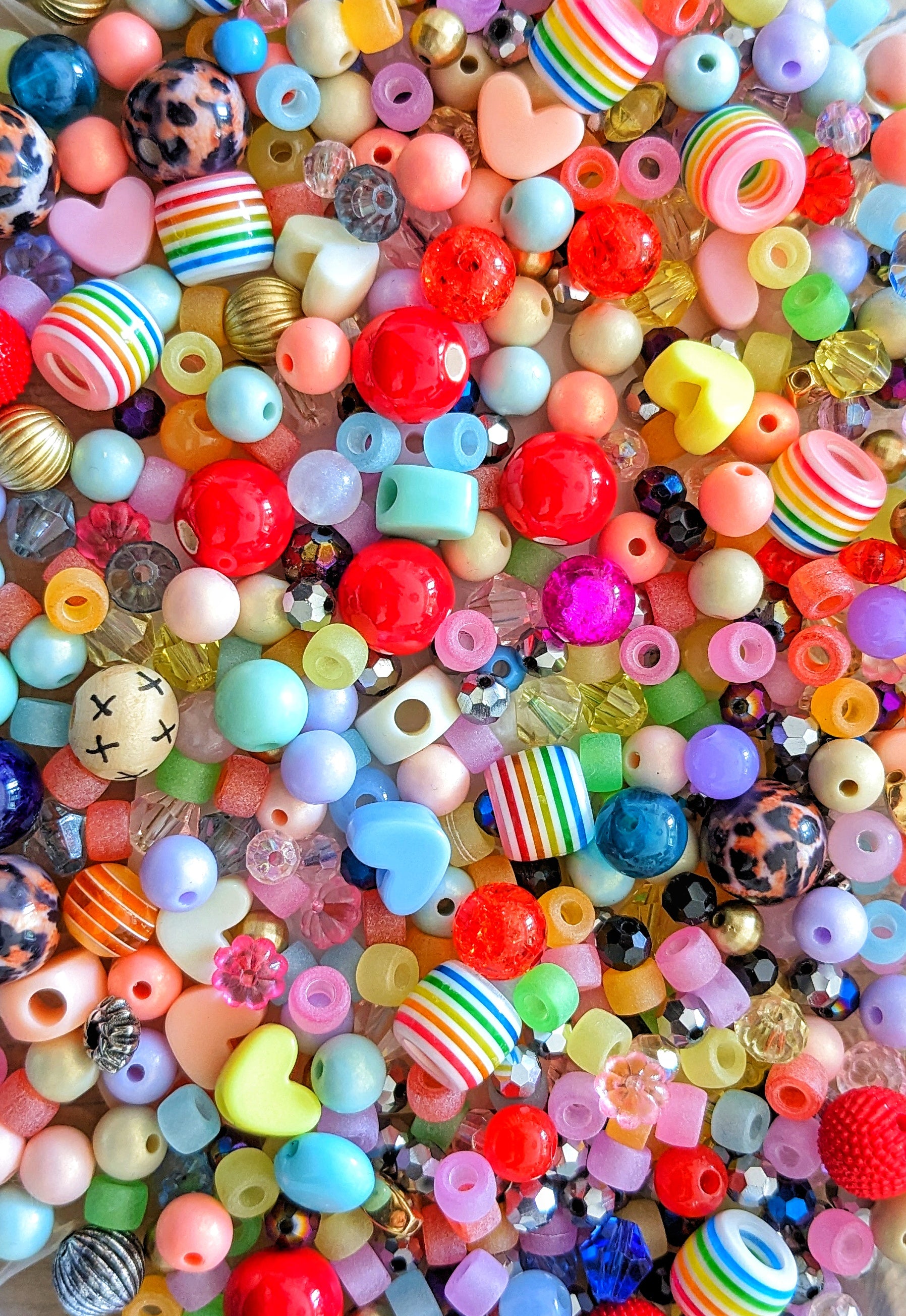 Variety of colourful glass and acrylic beads