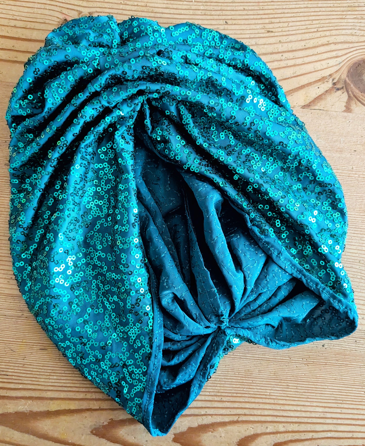 Teal Sequin Gathered Party Turban