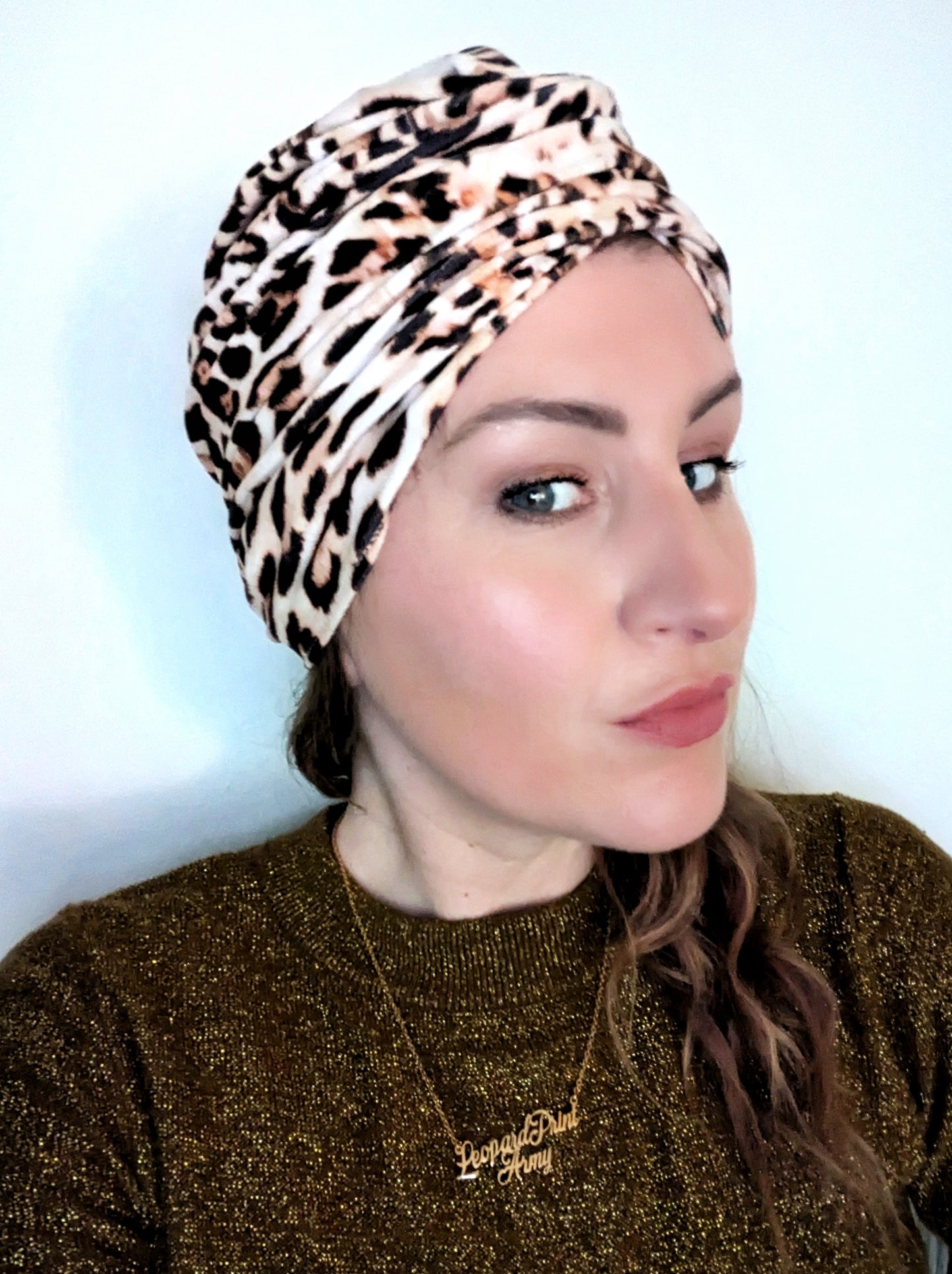 Leopard Print Gathered Party Turban