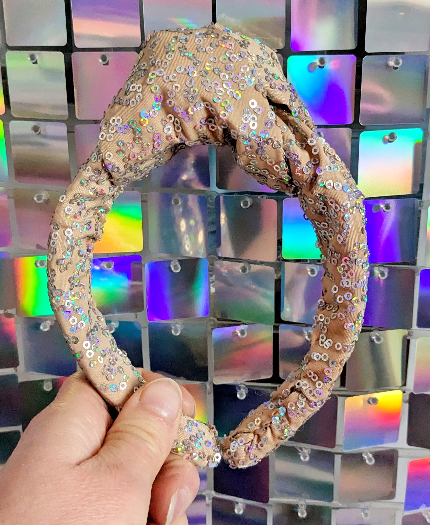 Knotted Hairband - Nude Sequin