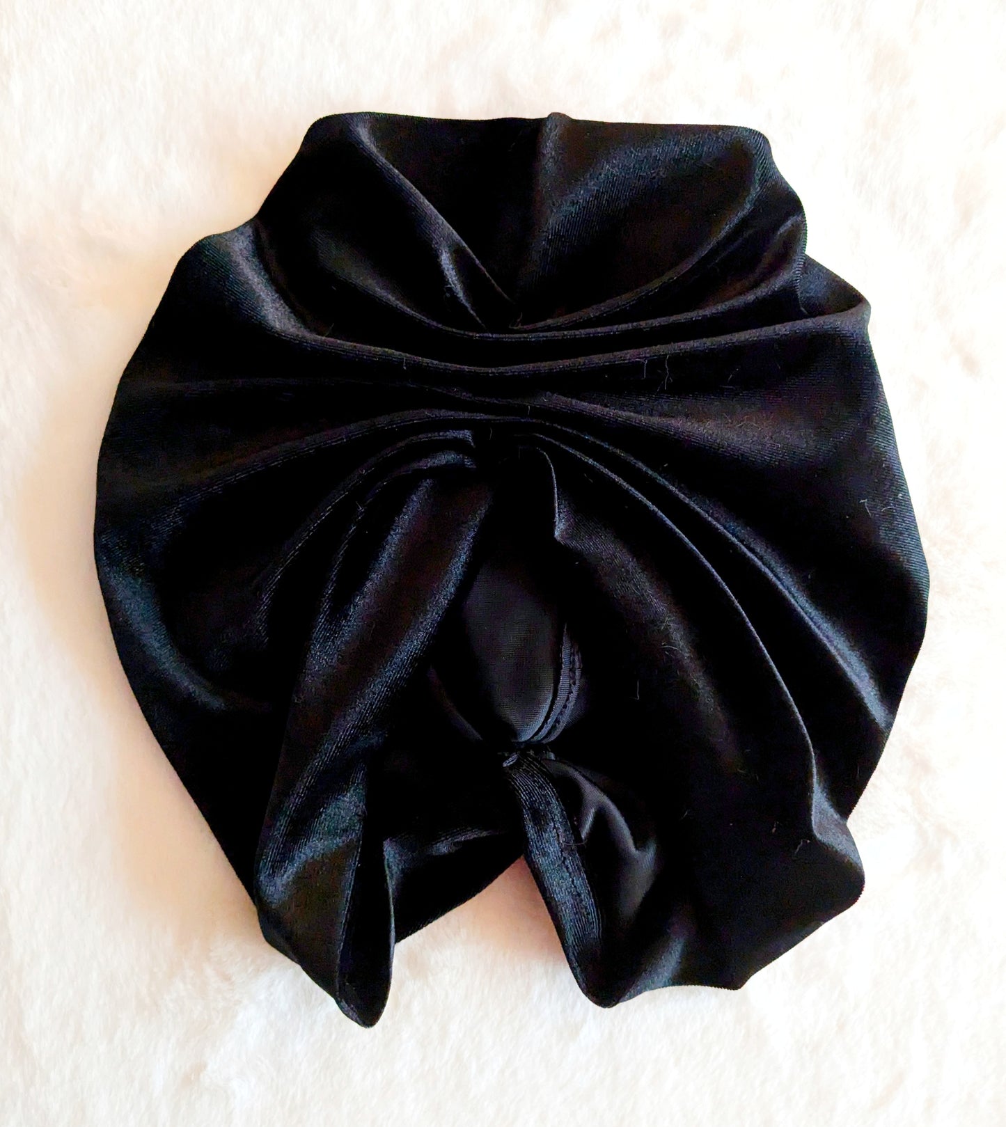 Black Velour Velvet Gathered Party Turban