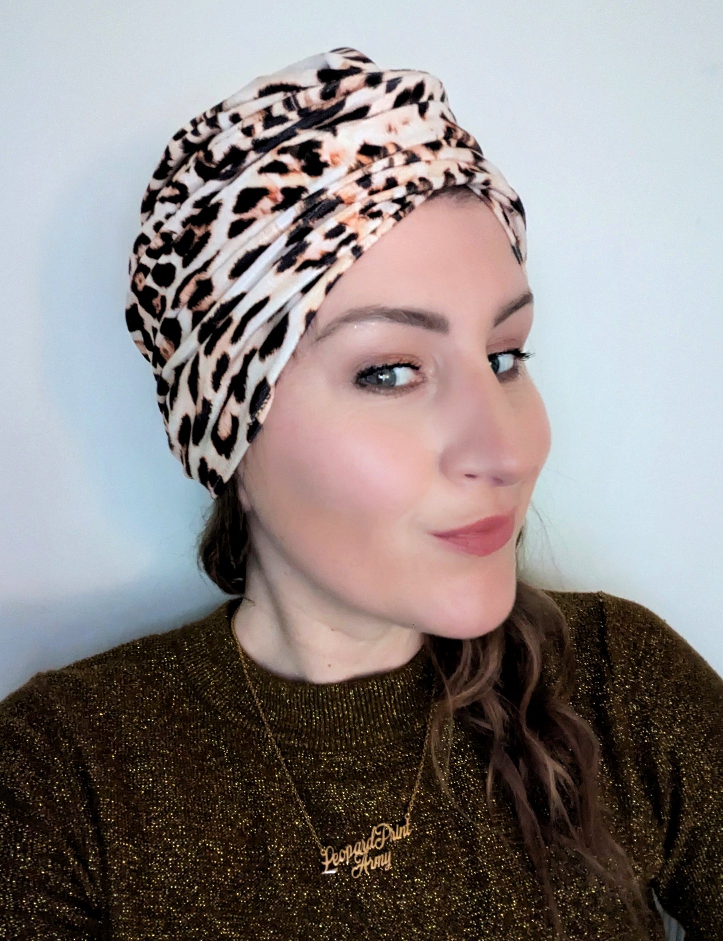 Leopard Print Gathered Party Turban